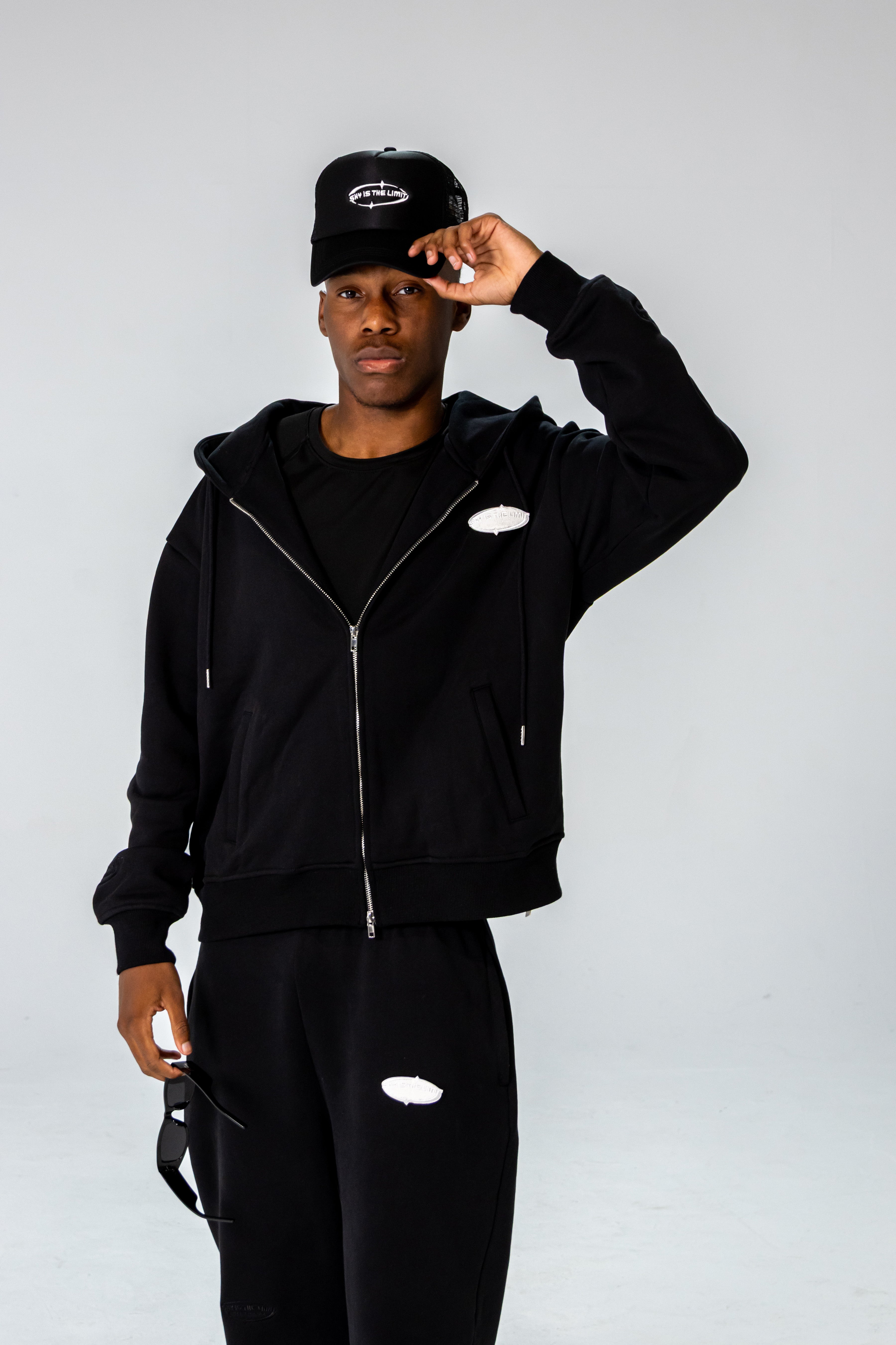 Black INFINITE HORIZON Zip Hoodie Set – SITL store
