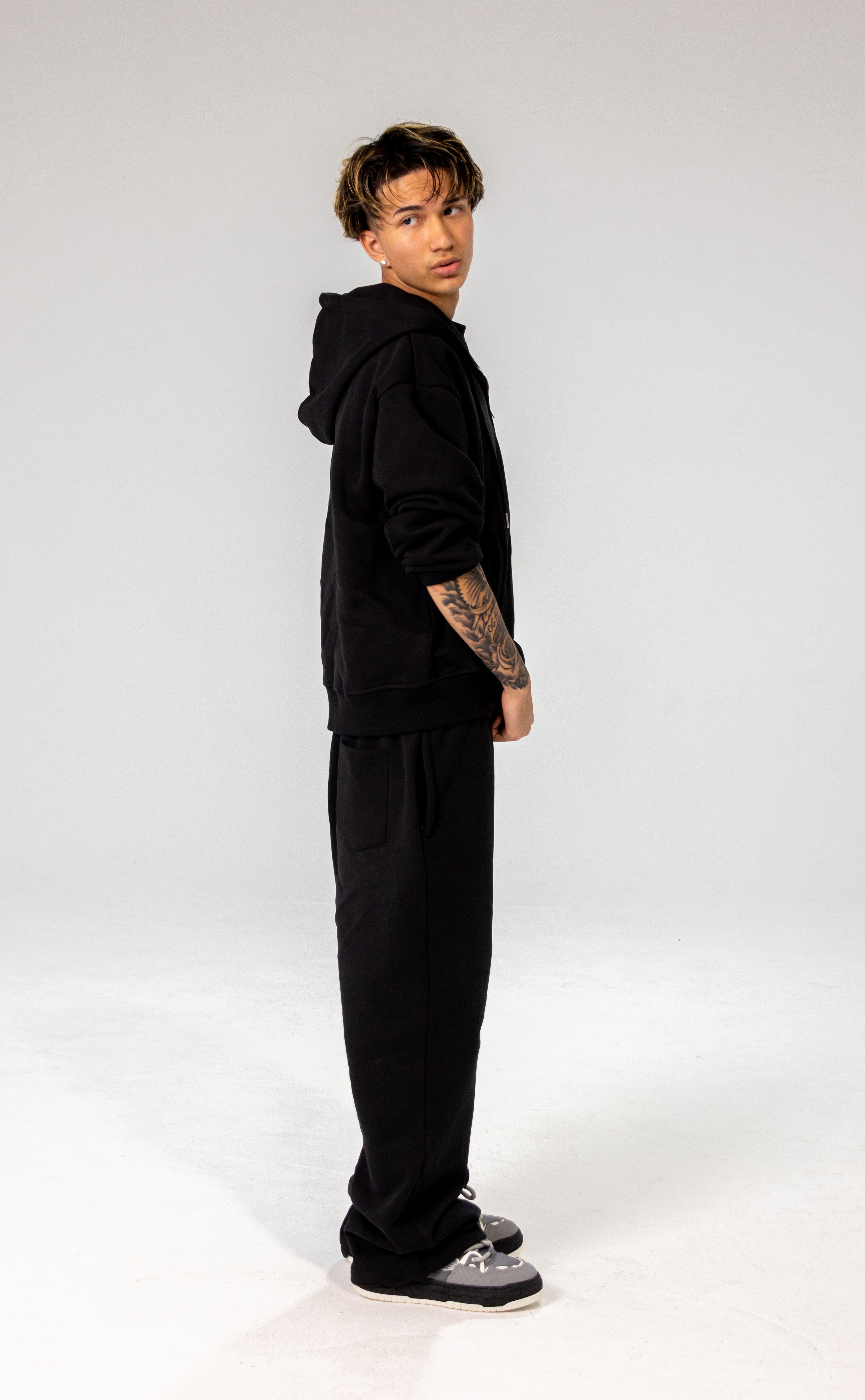 Black INFINITE HORIZON Zip Hoodie Set – SITL store