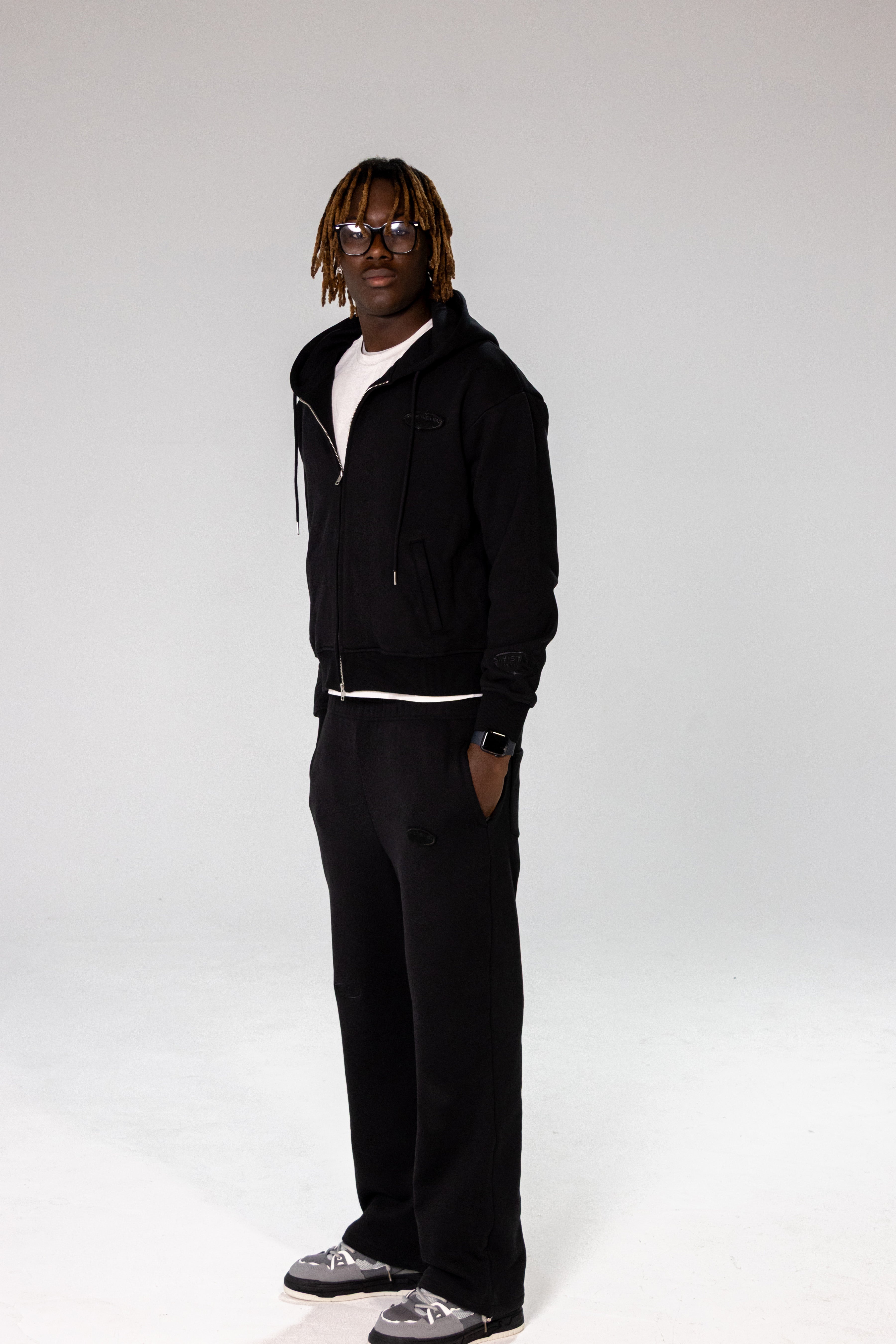 Black INFINITE HORIZON Zip Hoodie Set – SITL store