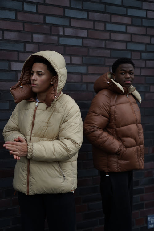 Brown-Beige Reversible Puffer Jacket