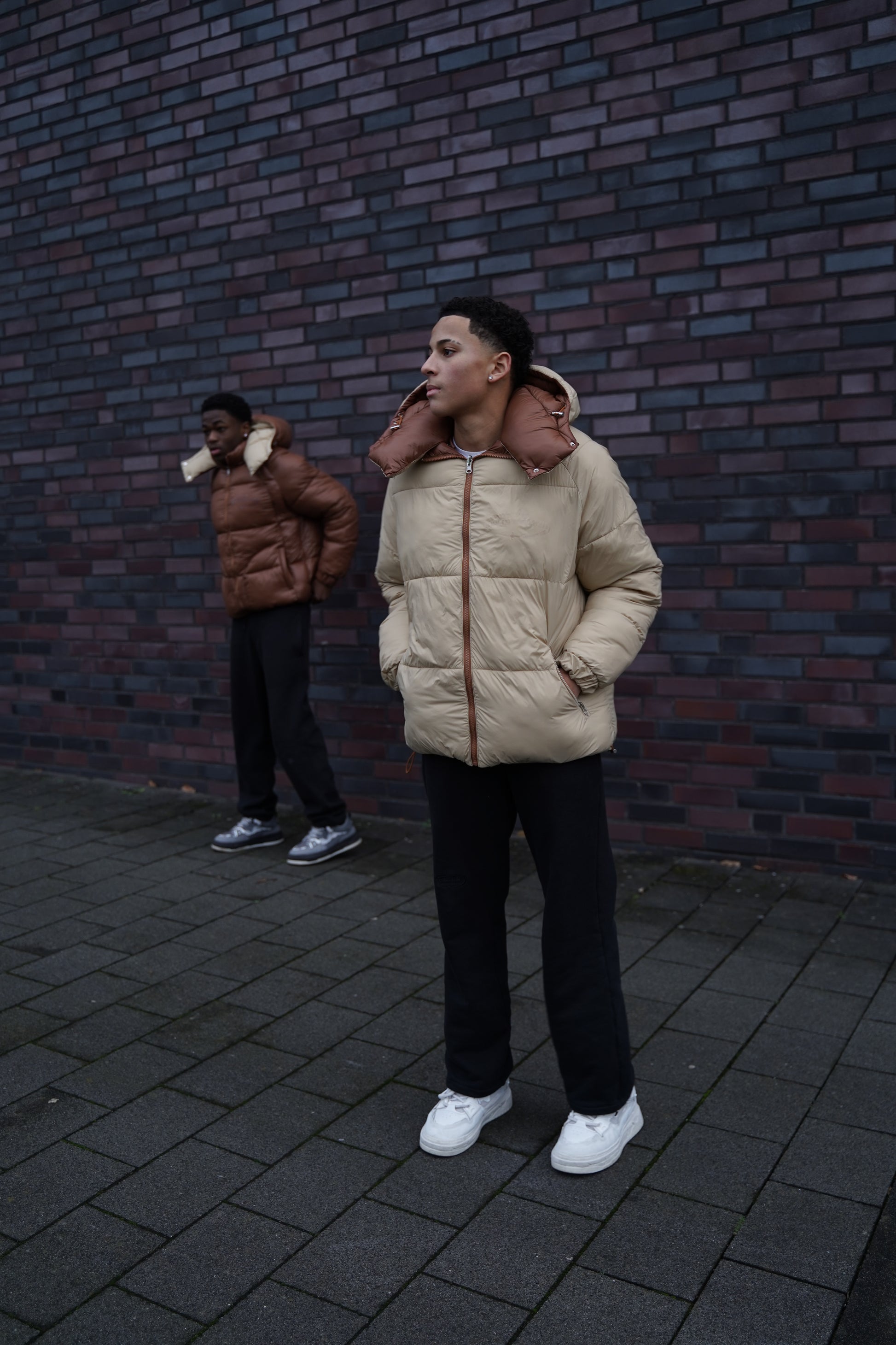 Brown-Beige Reversible Puffer Jacket