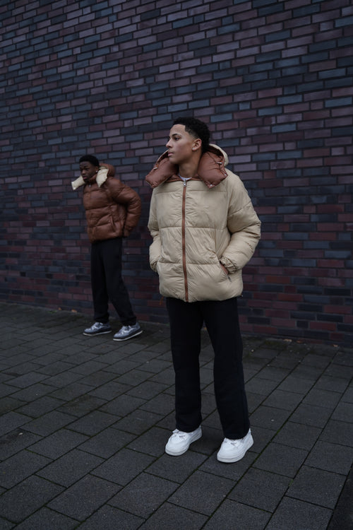 Brown-Beige Reversible Puffer Jacket