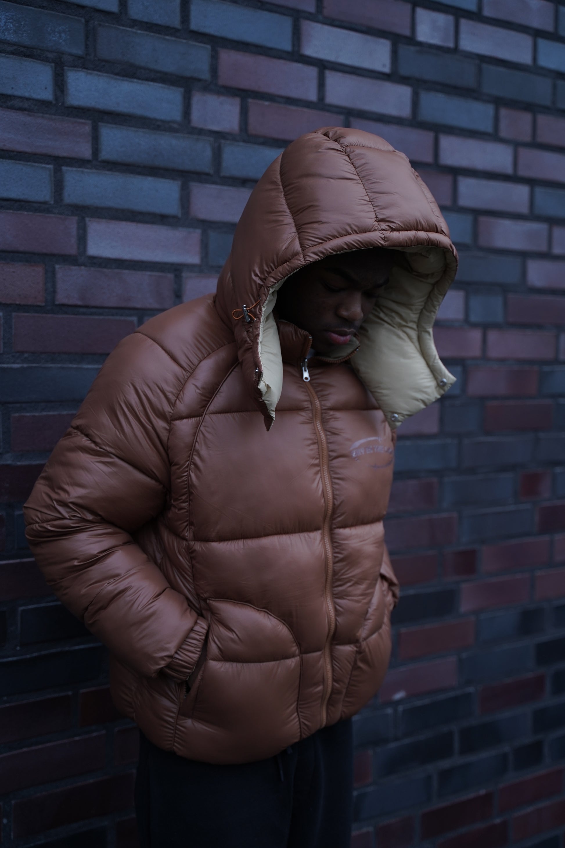 Brown-Beige Reversible Puffer Jacket