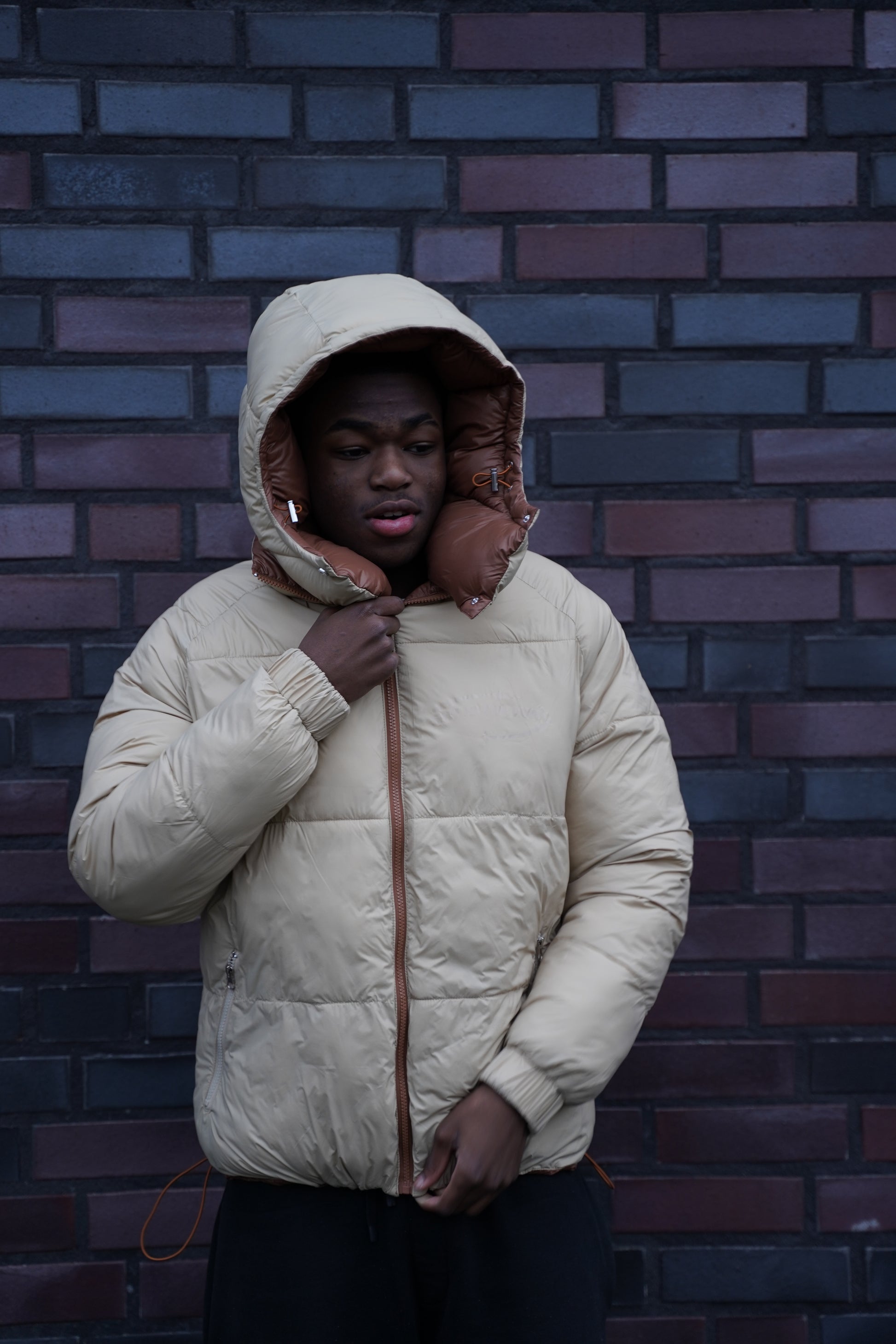 Brown-Beige Reversible Puffer Jacket