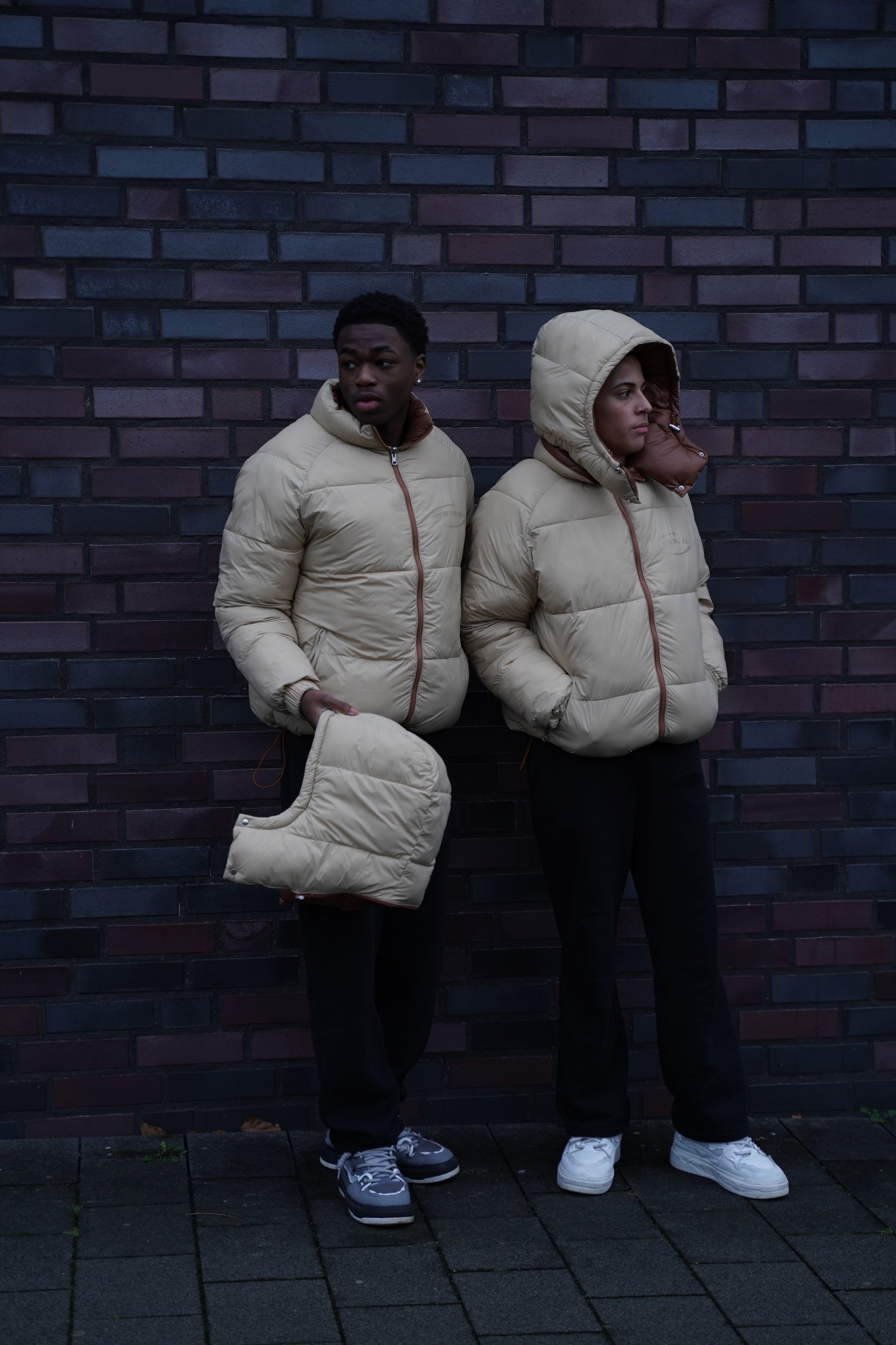 Brown-Beige Reversible Puffer Jacket