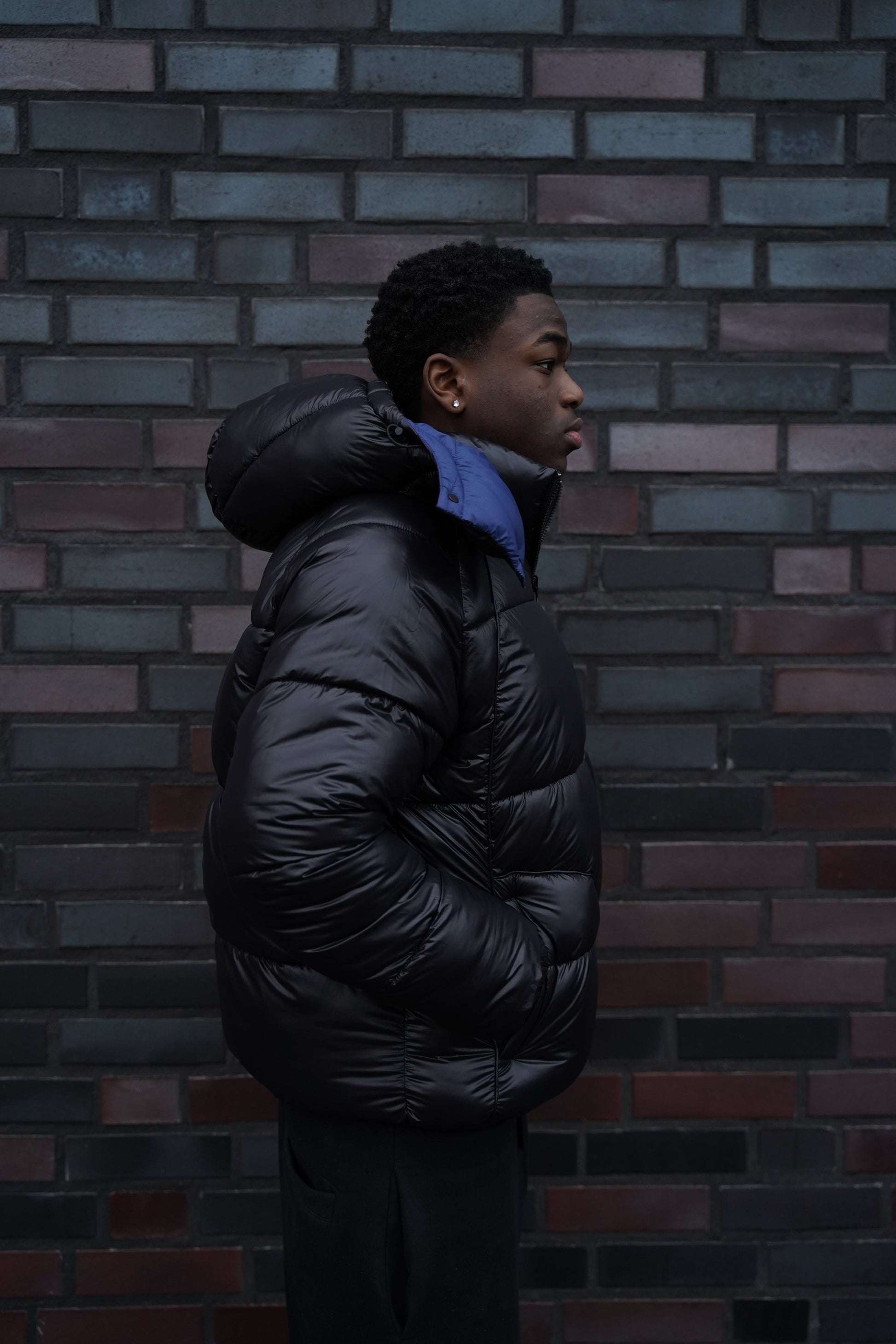 Black-Blue Reversible Puffer Jacket